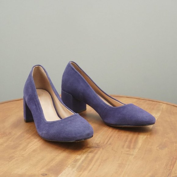 27 Edit Naturalizer Womens Rebecca Pumps Heels Blue Suede Close Toe Size 8 M - Picture 2 of 11